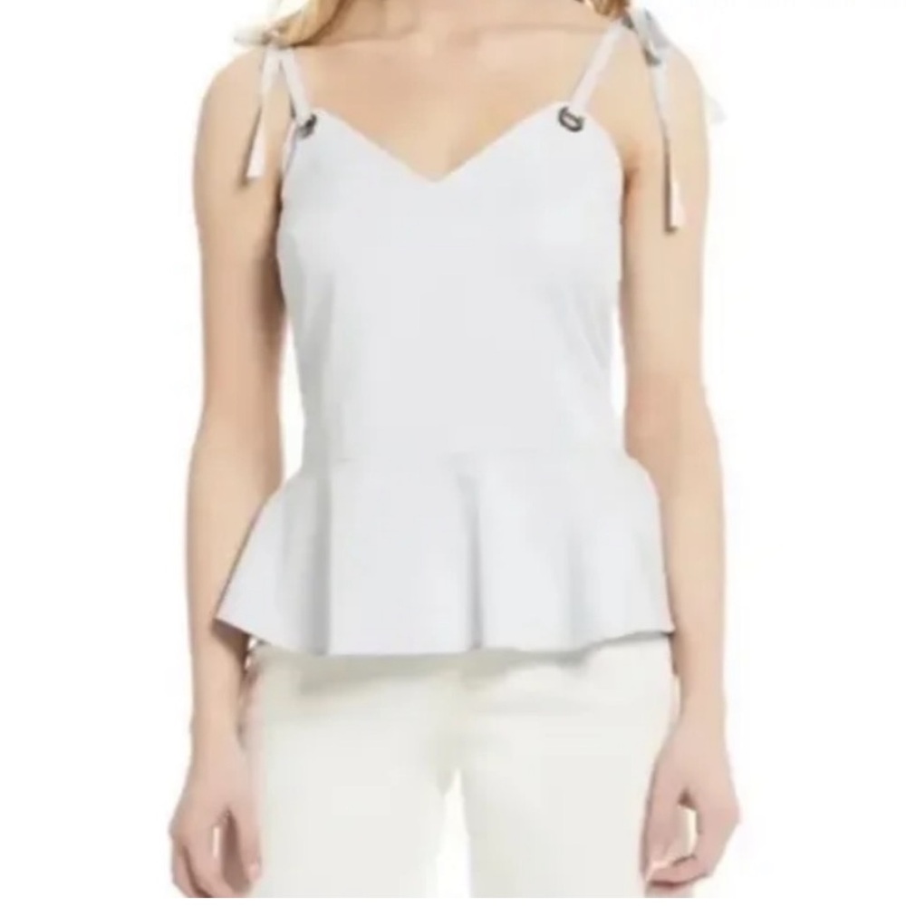 Gianni Bini Grey Grommet Peplum Tank Top